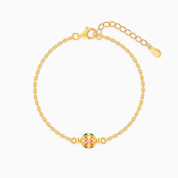 Golden Colourful Sphere Bracelet Rakhi