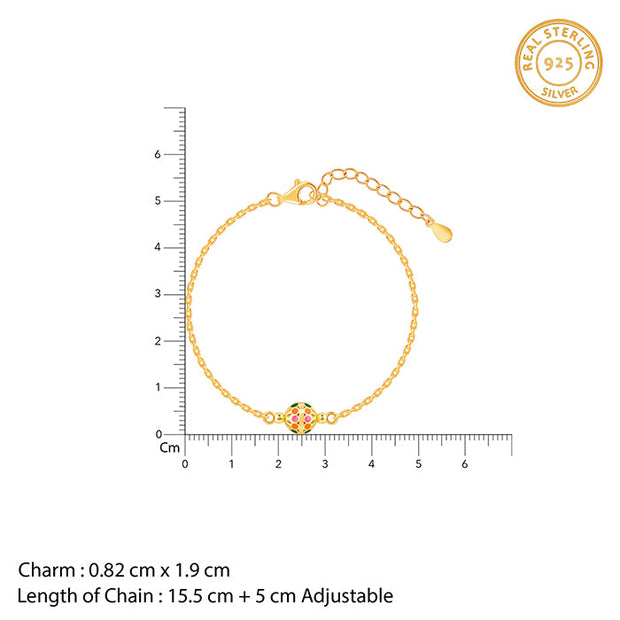 Golden Colourful Sphere Bracelet Rakhi