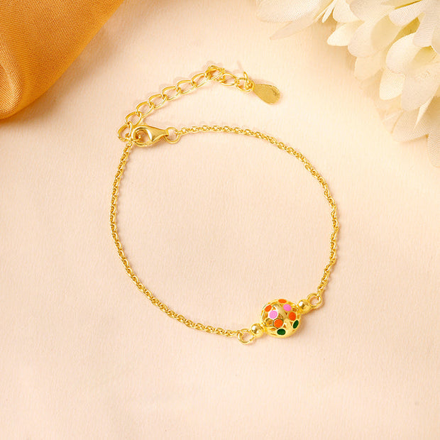 Golden Colourful Sphere Bracelet Rakhi