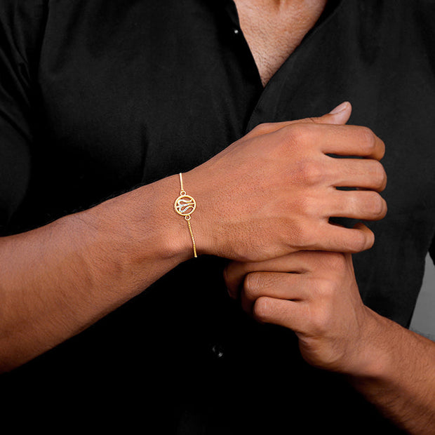 Golden Trishula Bracelet Rakhi