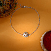 Silver Om Sphere Bracelet Rakhi