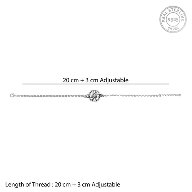 Silver Sphere Floral Bracelet Rakhi